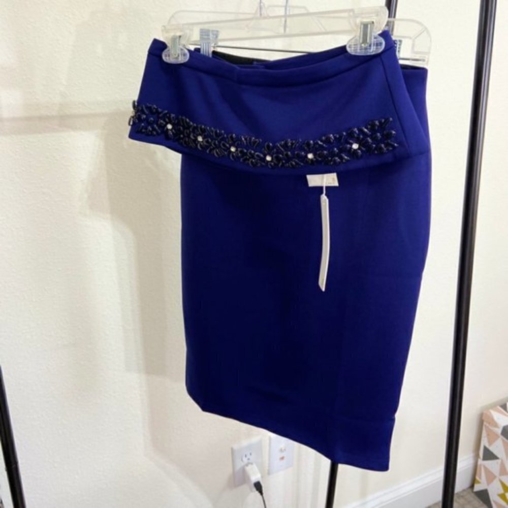Line & Dot NWT Blue Peplum Pencil Skirt Size Small - Picture 9 of 16